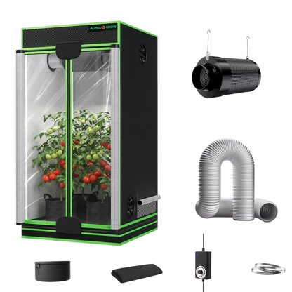 MIMEO indoor grow tent with LED light, carbon filter, and inline fan for stealth hydroponic gardening