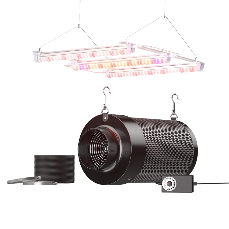 MIMEO LED Grow Light and Inline Fan for Indoor Hydroponics Stealth Growing Setup