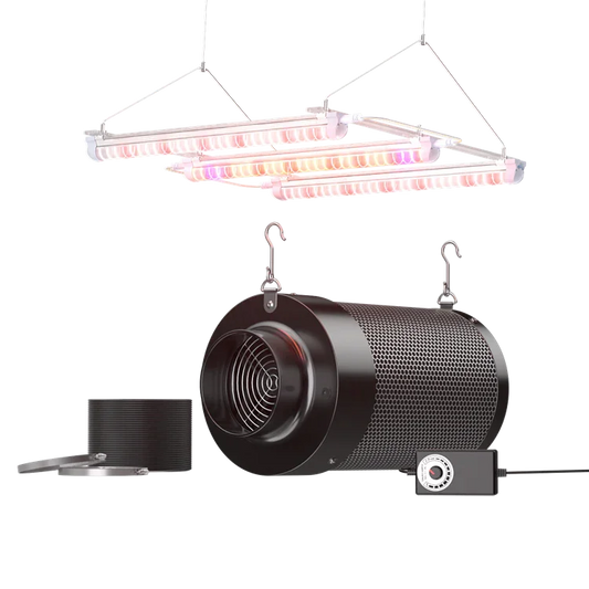 MIMEO LED Grow Light and Inline Fan for Indoor Hydroponics Stealth Growing Setup