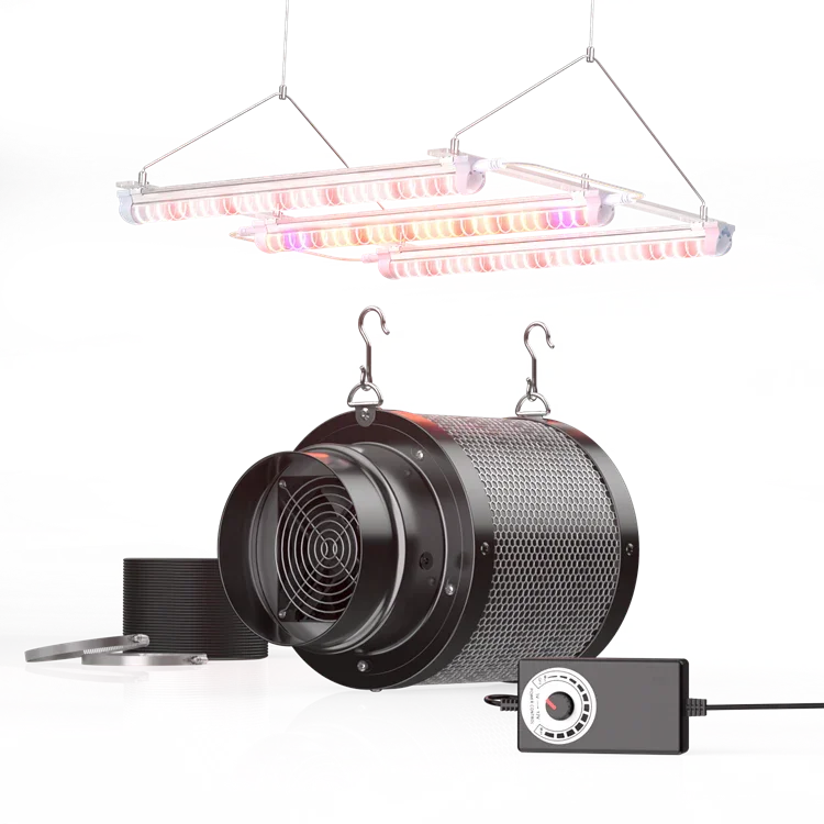 MIMEO LED Grow Light and Inline Fan for Indoor Hydroponics Stealth Growing Setup