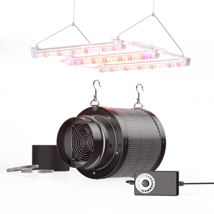 MIMEO LED Grow Light and Inline Fan for Indoor Hydroponics Stealth Growing Setup