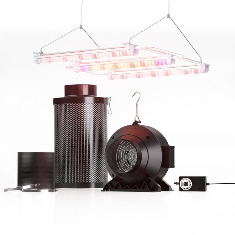 MIMEO LED Grow Light with Carbon Filter, Inline Fan & Controller for Indoor Hydroponics