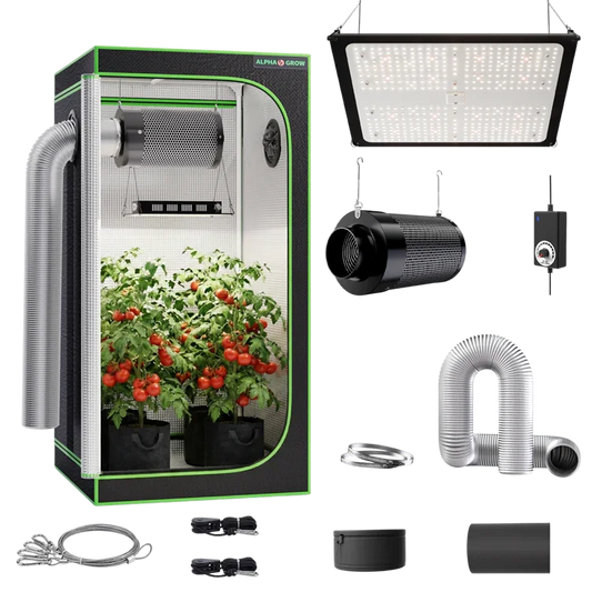 MIMEO indoor hydroponics turnkey kit with grow tent, LED light, inline fan & carbon filter for stealth gardening