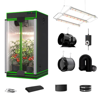 MIMEO indoor grow tent kit with LED light, inline fan & carbon filter for stealth hydroponics