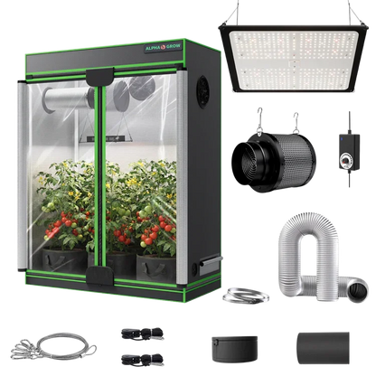 MIMEO indoor hydroponics turnkey kit with grow tent, LED light, inline fan & carbon filter for stealth gardening