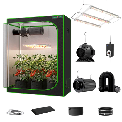 MIMEO indoor hydroponics turnkey kit with grow tent, LED light, inline fan & carbon filter for stealth growing