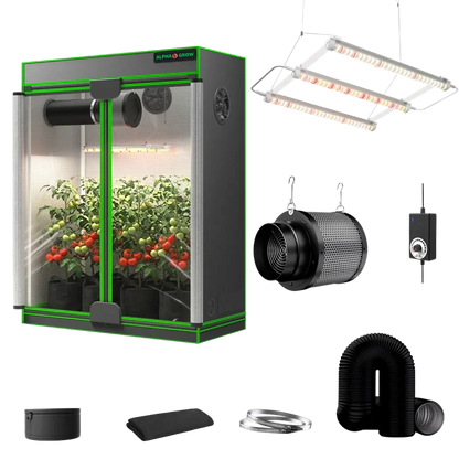 MIMEO indoor grow tent kit with LED light, carbon filter, and inline fan for stealth hydroponic gardening