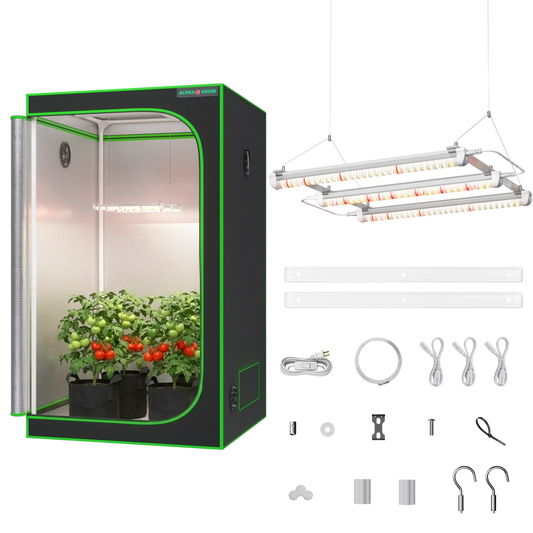 MIMEO indoor grow tent with LED grow light kit for hydroponics and stealth gardening