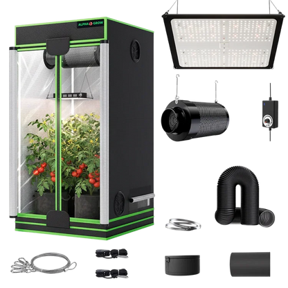MIMEO indoor hydroponics turnkey kit with grow tent, LED light, inline fan & carbon filter for stealth growing