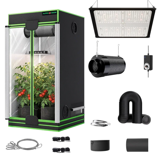 MIMEO indoor hydroponics turnkey kit with grow tent, LED light, inline fan & carbon filter for stealth growing