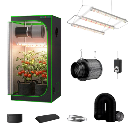 MIMEO indoor hydroponics turnkey kit with grow tent, LED light, inline fan & carbon filter for stealth gardening
