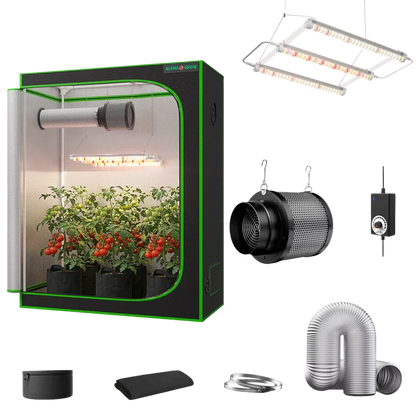 MIMEO indoor hydroponics turnkey kit with grow tent, LED light, inline fan & carbon filter for stealth gardening