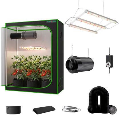MIMEO indoor grow tent kit with LED light, carbon filter, and inline fan for stealth hydroponics