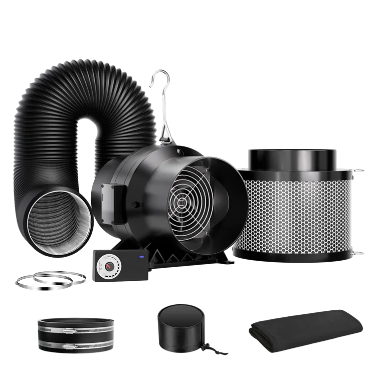 MIMEO Stealth Indoor Grow Kit with Inline Fan, Carbon Filter & Ducting for Hydroponics
