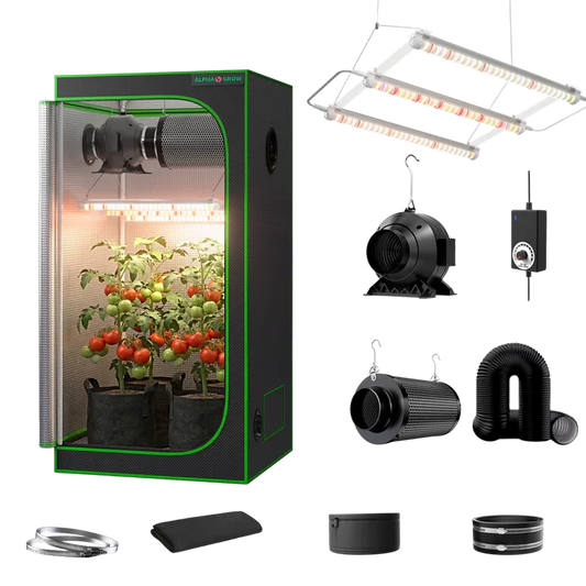 MIMEO Turnkey Kit with Grow Tent, LED Grow Light, Inline Fan & Carbon Filter for Indoor Hydroponics