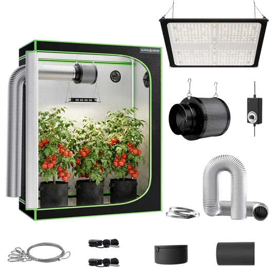 MIMEO indoor hydroponics turnkey kit with grow tent, LED light, inline fan & carbon filter for stealth gardening