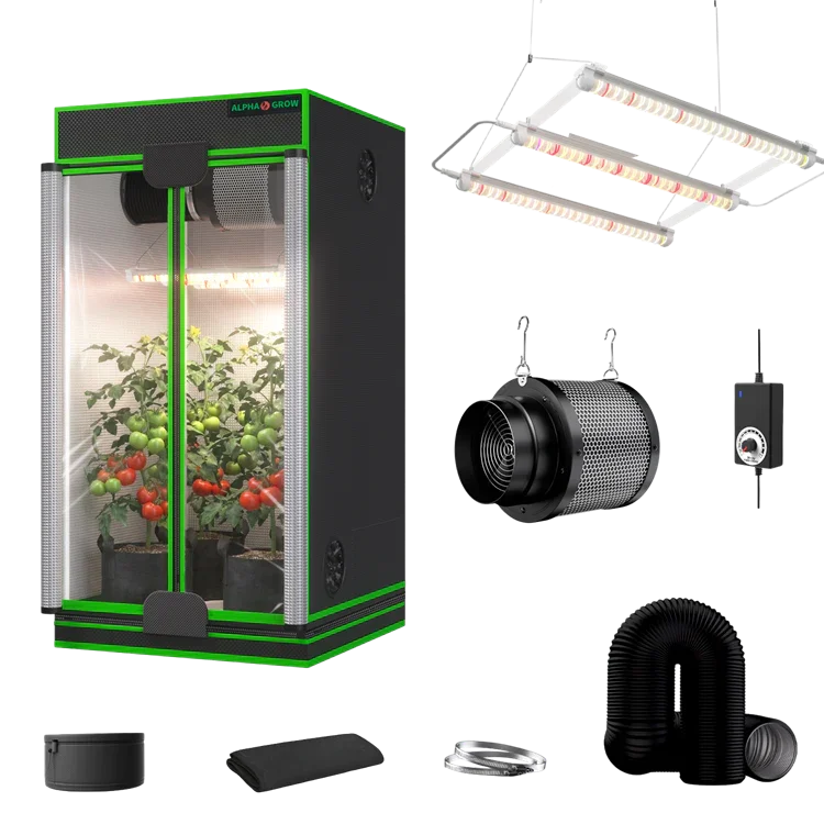 MIMEO indoor hydroponics turnkey kit with grow tent, LED light, inline fan & carbon filter for stealth growing