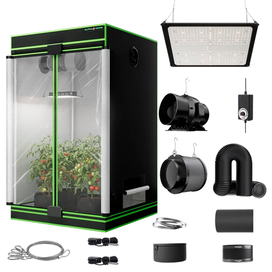 MIMEO indoor grow tent kit with LED light, inline fan, carbon filter, and hydroponics gear for stealth gardening