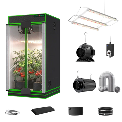 MIMEO indoor hydroponics grow tent kit with LED light, inline fan & carbon filter for stealth plant cultivation