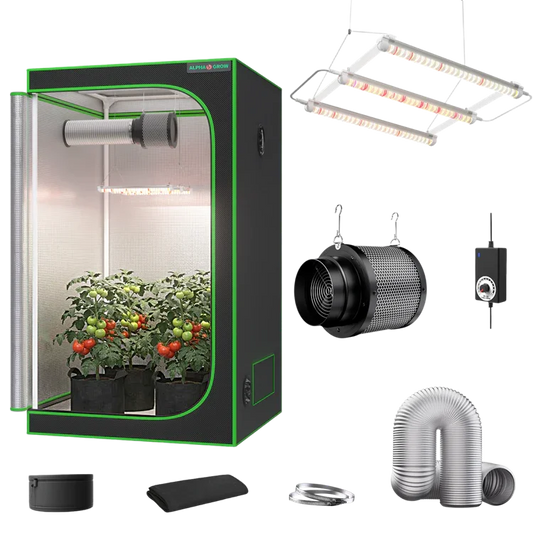 MIMEO indoor hydroponics turnkey kit with grow tent, LED light, inline fan & carbon filter for stealth growing