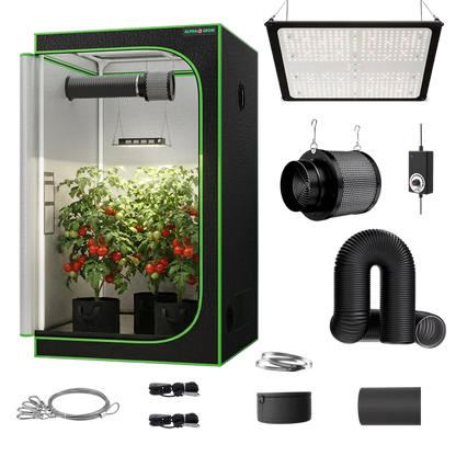 MIMEO indoor hydroponics turnkey kit with grow tent, LED light, inline fan & carbon filter for stealth gardening