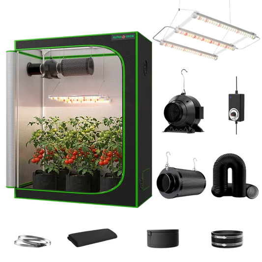 MIMEO Grow Tent with LED Grow Light, Inline Fan, and Carbon Filter for Indoor Hydroponics