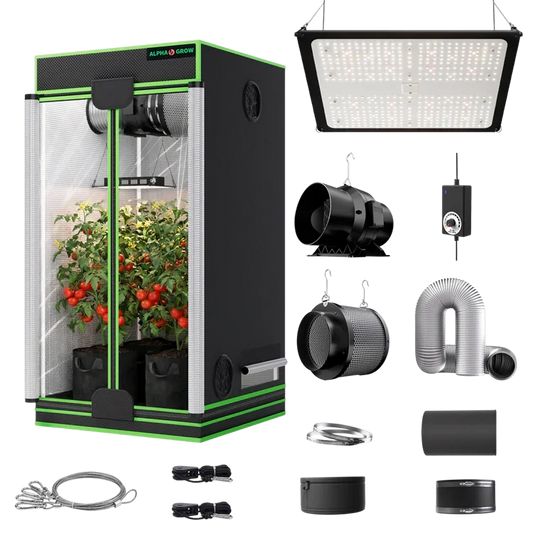 MIMEO indoor grow tent kit with LED light, inline fan, carbon filter, and hydroponics gear for stealth gardening