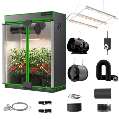 MIMEO indoor hydroponics turnkey kit with grow tent, LED lights, inline fan & carbon filter for stealth gardening