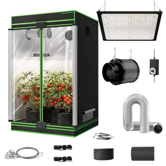 MIMEO Turnkey Kit with Grow Tent, LED Grow Light, Inline Fan & Carbon Filter for Indoor Hydroponics