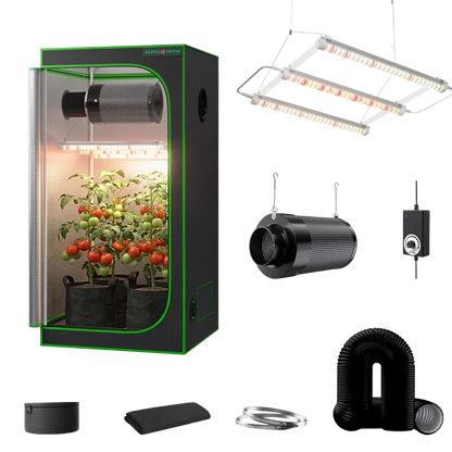 MIMEO indoor grow tent kit with LED light, carbon filter, and inline fan for stealth hydroponic gardening
