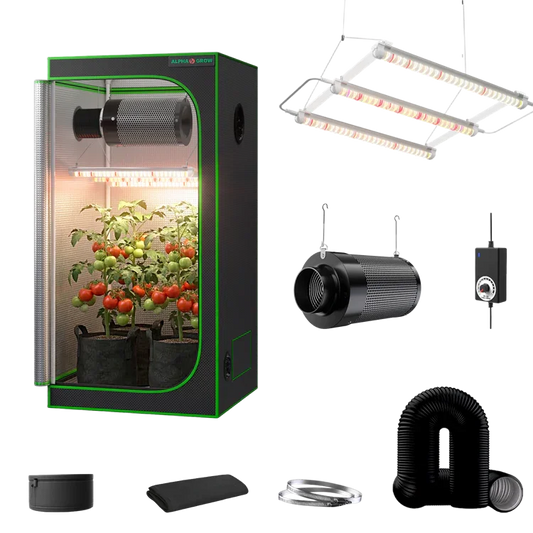 MIMEO indoor grow tent kit with LED light, carbon filter, and inline fan for stealth hydroponic gardening
