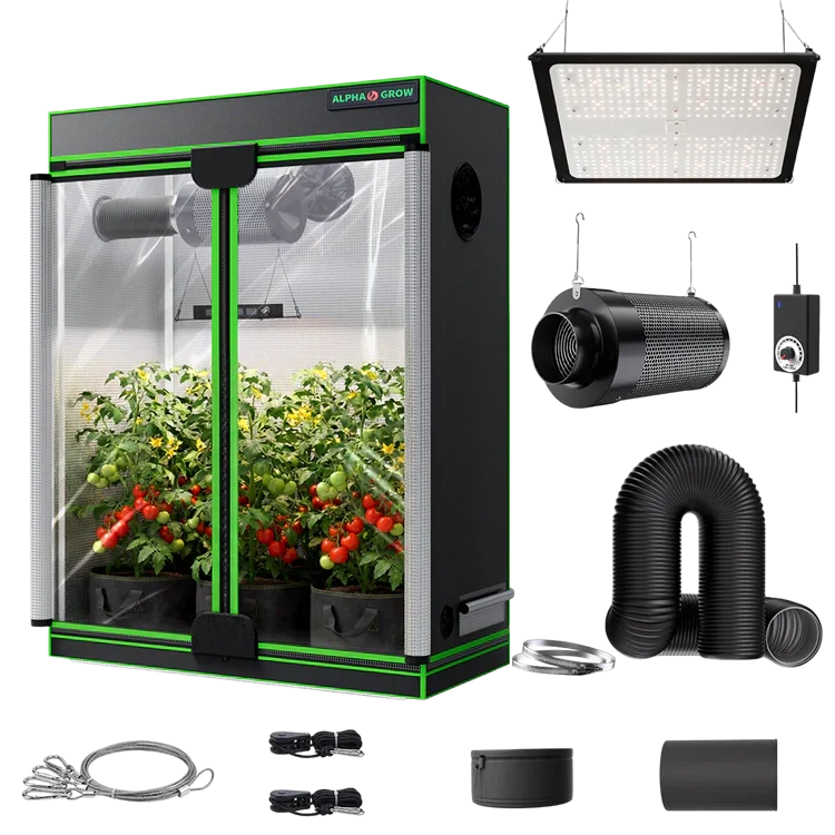 MIMEO Turnkey Kit with Grow Tent, LED Grow Light, Inline Fan & Carbon Filter for Indoor Hydroponics