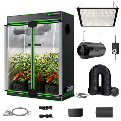 MIMEO Turnkey Kit with Grow Tent, LED Grow Light, Inline Fan & Carbon Filter for Indoor Hydroponics