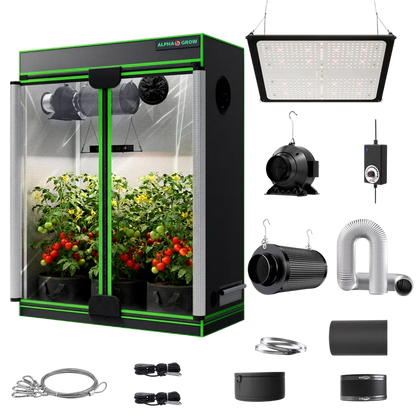 MIMEO indoor hydroponics turnkey kit with grow tent, LED light, inline fan & carbon filter for stealth plant growing