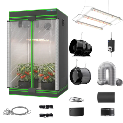MIMEO indoor grow tent kit with LED grow light, inline fan, carbon filter, and hydroponics gear for stealth growing