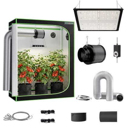 MIMEO indoor hydroponics turnkey kit with grow tent, LED light, inline fan & carbon filter for stealth gardening