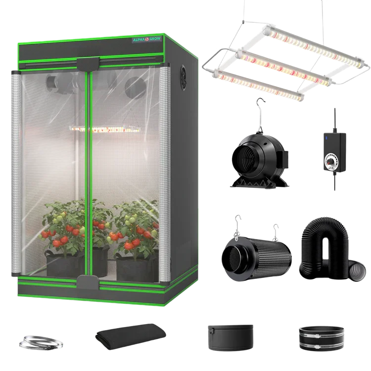 MIMEO indoor grow tent kit with LED light, inline fan & carbon filter for stealth hydroponics