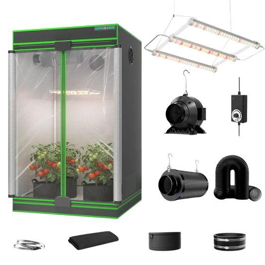 MIMEO indoor grow tent kit with LED light, inline fan & carbon filter for stealth hydroponics