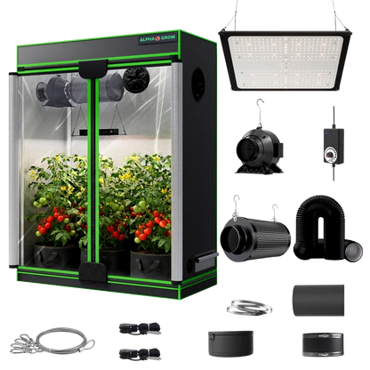 MIMEO Turnkey Kit with Grow Tent, LED Grow Light, Inline Fan & Carbon Filter for Indoor Hydroponics