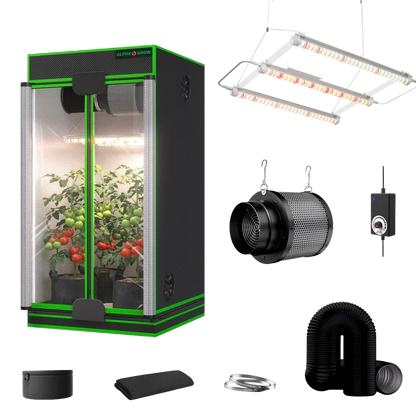 MIMEO indoor hydroponics turnkey kit with grow tent, LED light, inline fan & carbon filter for stealth growing