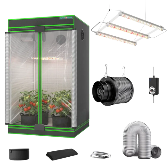 MIMEO Turnkey Kit with Grow Tent, LED Grow Light, Inline Fan & Carbon Filter for Indoor Hydroponics
