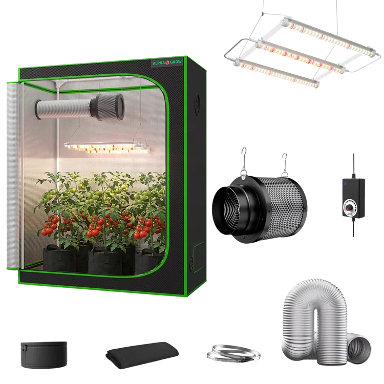 MIMEO indoor hydroponics turnkey kit with grow tent, LED light, inline fan & carbon filter for stealth gardening