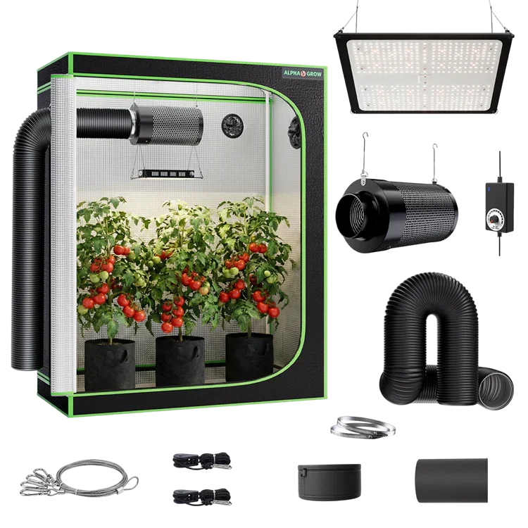MIMEO indoor hydroponics turnkey kit with grow tent, LED light, inline fan & carbon filter for stealth plant growing