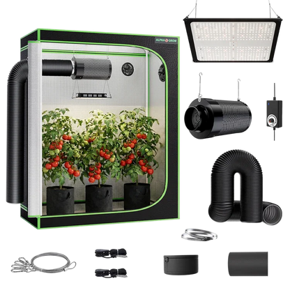 MIMEO indoor hydroponics turnkey kit with grow tent, LED light, inline fan & carbon filter for stealth plant growing