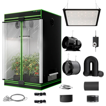 MIMEO indoor grow tent kit with LED light, inline fan, carbon filter, and hydroponics gear for stealth gardening