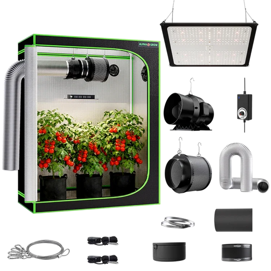 MIMEO Turnkey Kit with Grow Tent, LED Grow Light, Inline Fan & Carbon Filter for Indoor Hydroponics