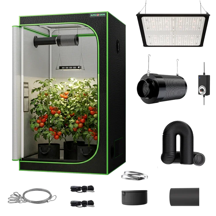 MIMEO indoor hydroponics turnkey kit with grow tent, LED light, inline fan & carbon filter for stealth growing