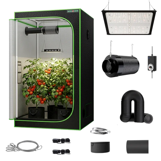 MIMEO indoor hydroponics turnkey kit with grow tent, LED light, inline fan & carbon filter for stealth growing