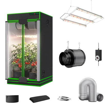 MIMEO indoor hydroponics grow tent kit with LED light, carbon filter & inline fan for stealth gardening