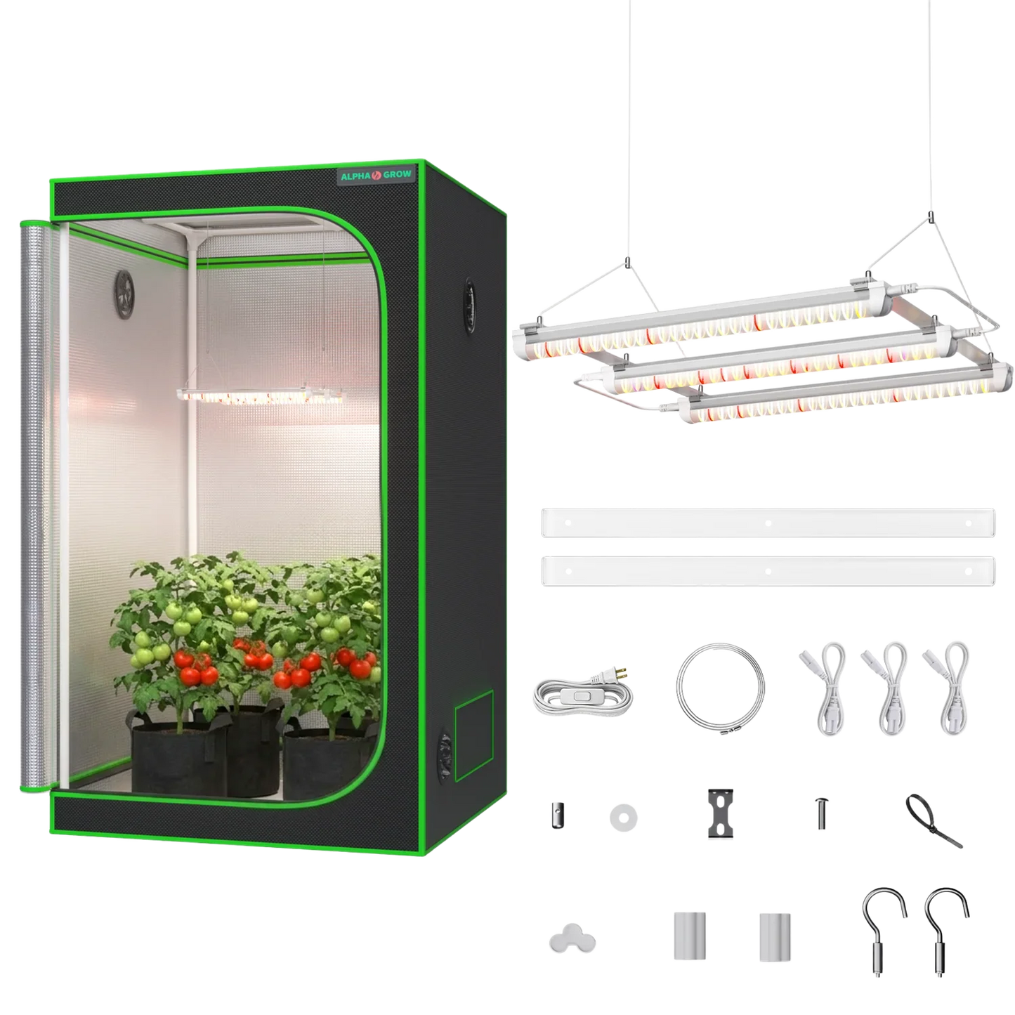 MIMEO indoor grow tent with LED grow lights, inline fan, carbon filter, and turnkey kit for hydroponics